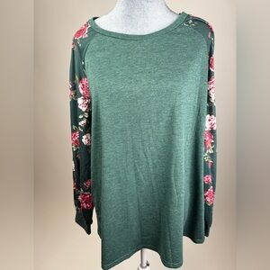 BloomChic Floral Sleeve Raglan Long Sleeve Top